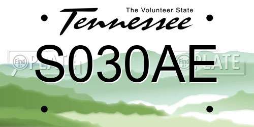 S030AE Tennessee License Plate