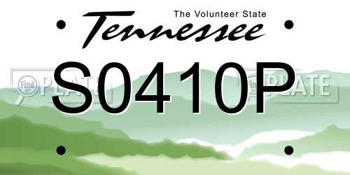 S0410P Tennessee License Plate