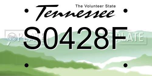 S0428F Tennessee License Plate