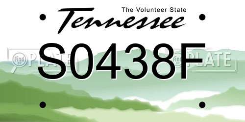 S0438F Tennessee License Plate
