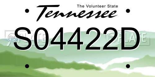 S04422D Tennessee License Plate