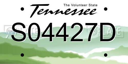 S04427D Tennessee License Plate