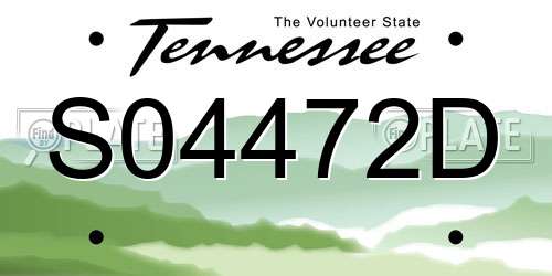S04472D Tennessee License Plate