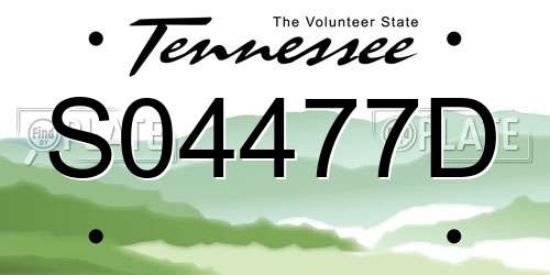 S04477D Tennessee License Plate
