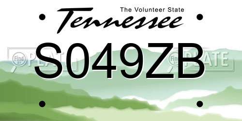 S049ZB Tennessee License Plate