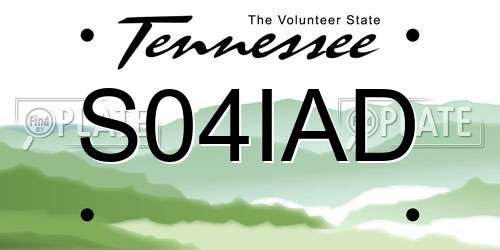 S04IAD Tennessee License Plate
