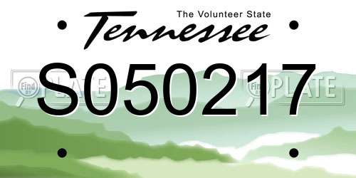 S050217 Tennessee License Plate