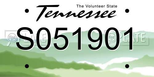 S051901 Tennessee License Plate