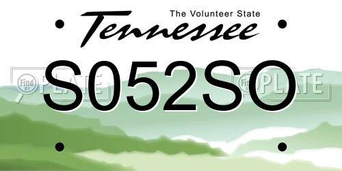 S052SO Tennessee License Plate