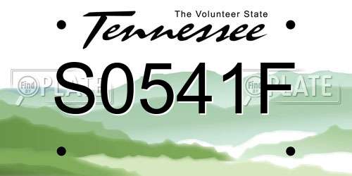 S0541F Tennessee License Plate