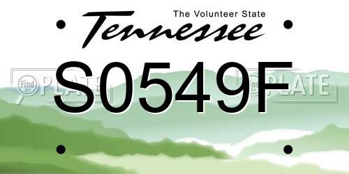 S0549F Tennessee License Plate