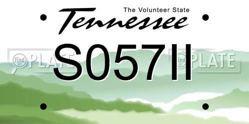 S057II Tennessee License Plate