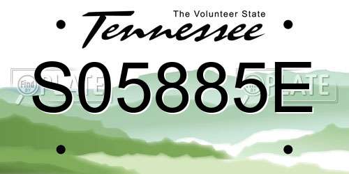 S05885E Tennessee License Plate
