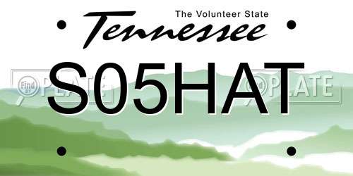 S05HAT Tennessee License Plate