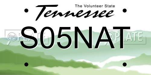 S05NAT Tennessee License Plate