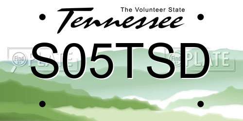 S05TSD Tennessee License Plate