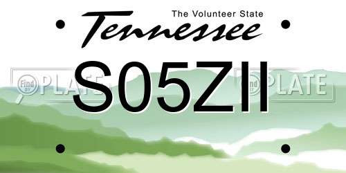 S05ZII Tennessee License Plate