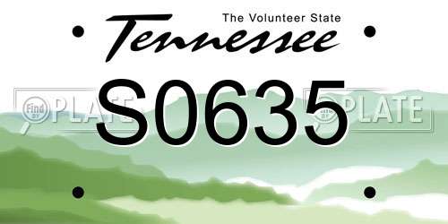 S0635 Tennessee License Plate