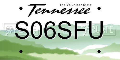 S06SFU Tennessee License Plate