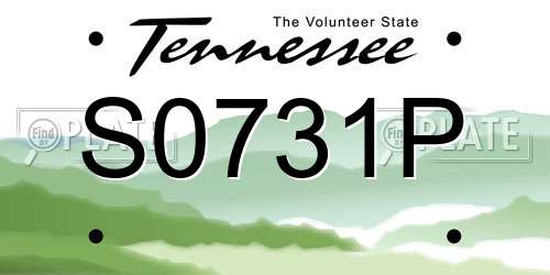 S0731P Tennessee License Plate