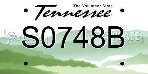 S0748B Tennessee License Plate