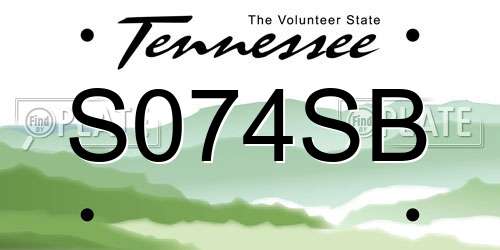 S074SB Tennessee License Plate
