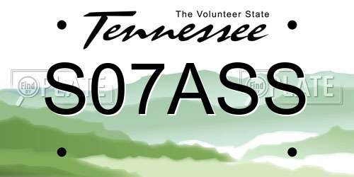 S07ASS Tennessee License Plate