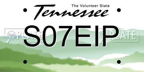 S07EIP Tennessee License Plate
