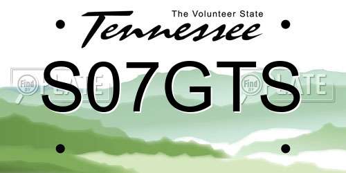 S07GTS Tennessee License Plate