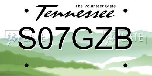 S07GZB Tennessee License Plate