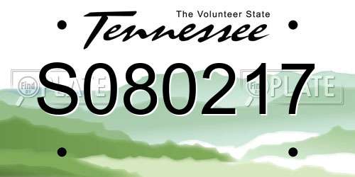 S080217 Tennessee License Plate