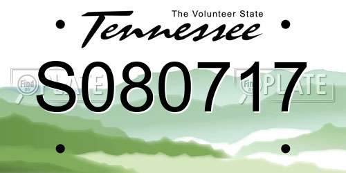 S080717 Tennessee License Plate