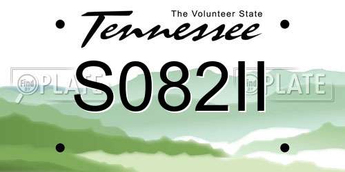 S082II Tennessee License Plate