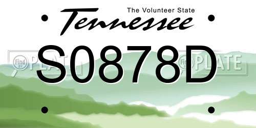 S0878D Tennessee License Plate
