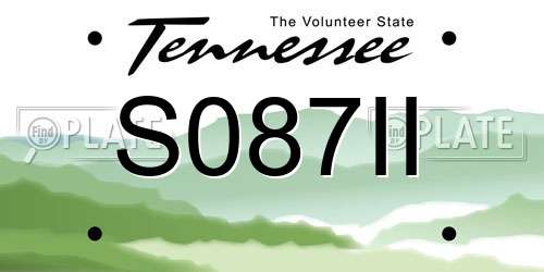 S087II Tennessee License Plate