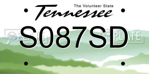 S087SD Tennessee License Plate