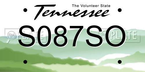 S087SO Tennessee License Plate