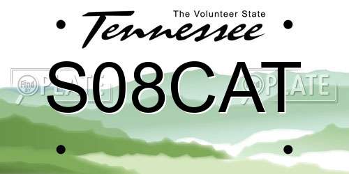 S08CAT Tennessee License Plate