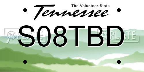 S08TBD Tennessee License Plate