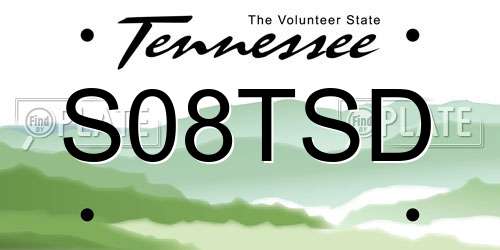 S08TSD Tennessee License Plate