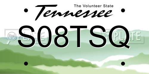 S08TSQ Tennessee License Plate