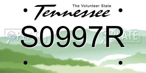 S0997R Tennessee License Plate