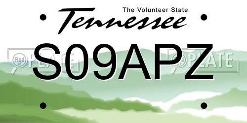 S09APZ Tennessee License Plate