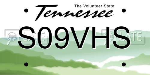 S09VHS Tennessee License Plate