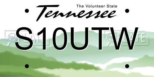 S10UTW Tennessee License Plate