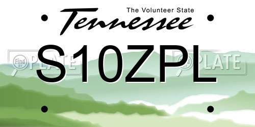 S10ZPL Tennessee License Plate