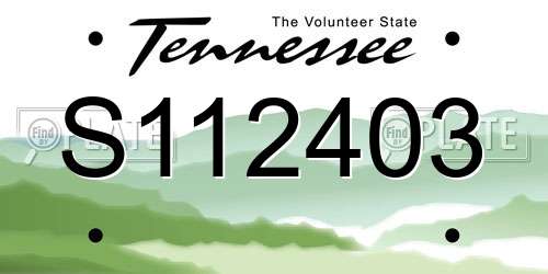 S112403 Tennessee License Plate
