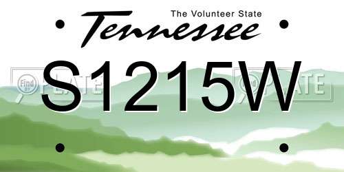 S1215W Tennessee License Plate