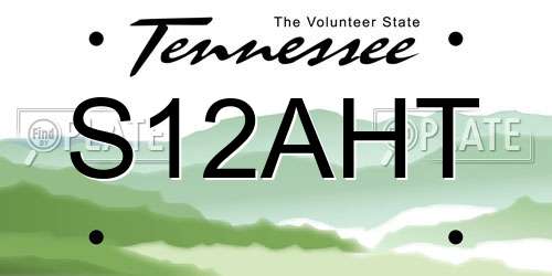 S12AHT Tennessee License Plate