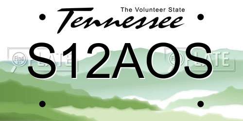 S12AOS Tennessee License Plate